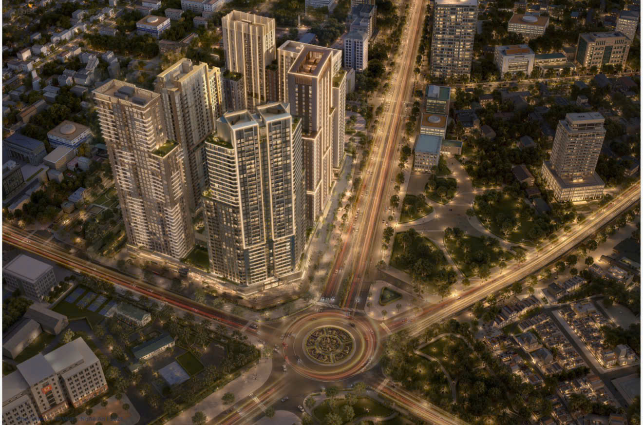 Phối cảnh tổng thể các tòa chung cư Sun Glory Residence