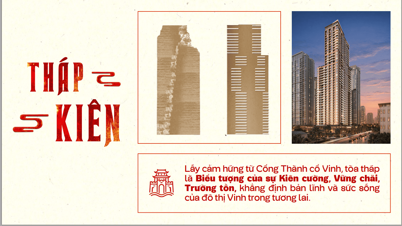 Tháp Kiên Sun Glory Residence — cảm hứng Cổng Thành cổ Vinh