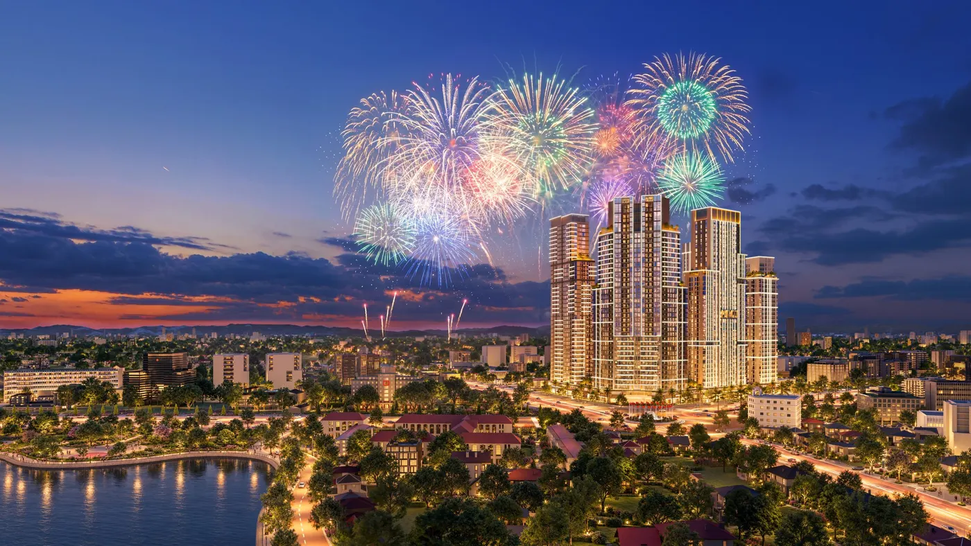 Phối cảnh tổng thể chung cư Sun Glory Residence tại bùng binh Hải Quan, TP Vinh