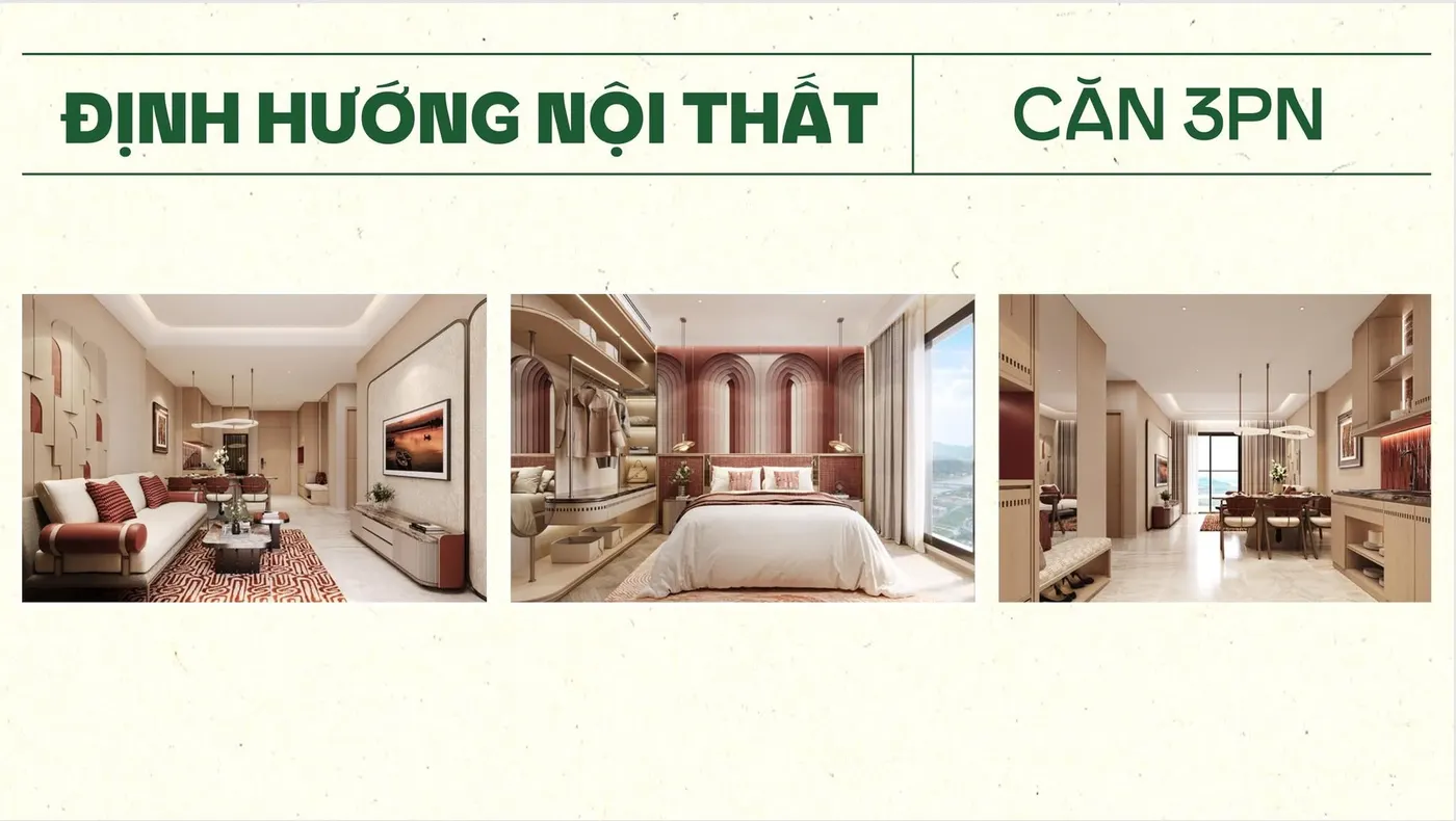Định hướng nội thất căn 3PN chung cư Sun Glory Residence tông be và đỏ đất
