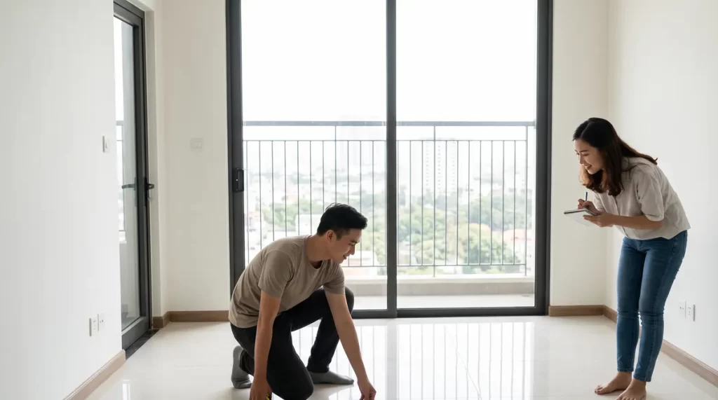 Ảnh minh họa vợ chồng đo diện tích thông thủy căn hộ chung cư Sun Glory Residence