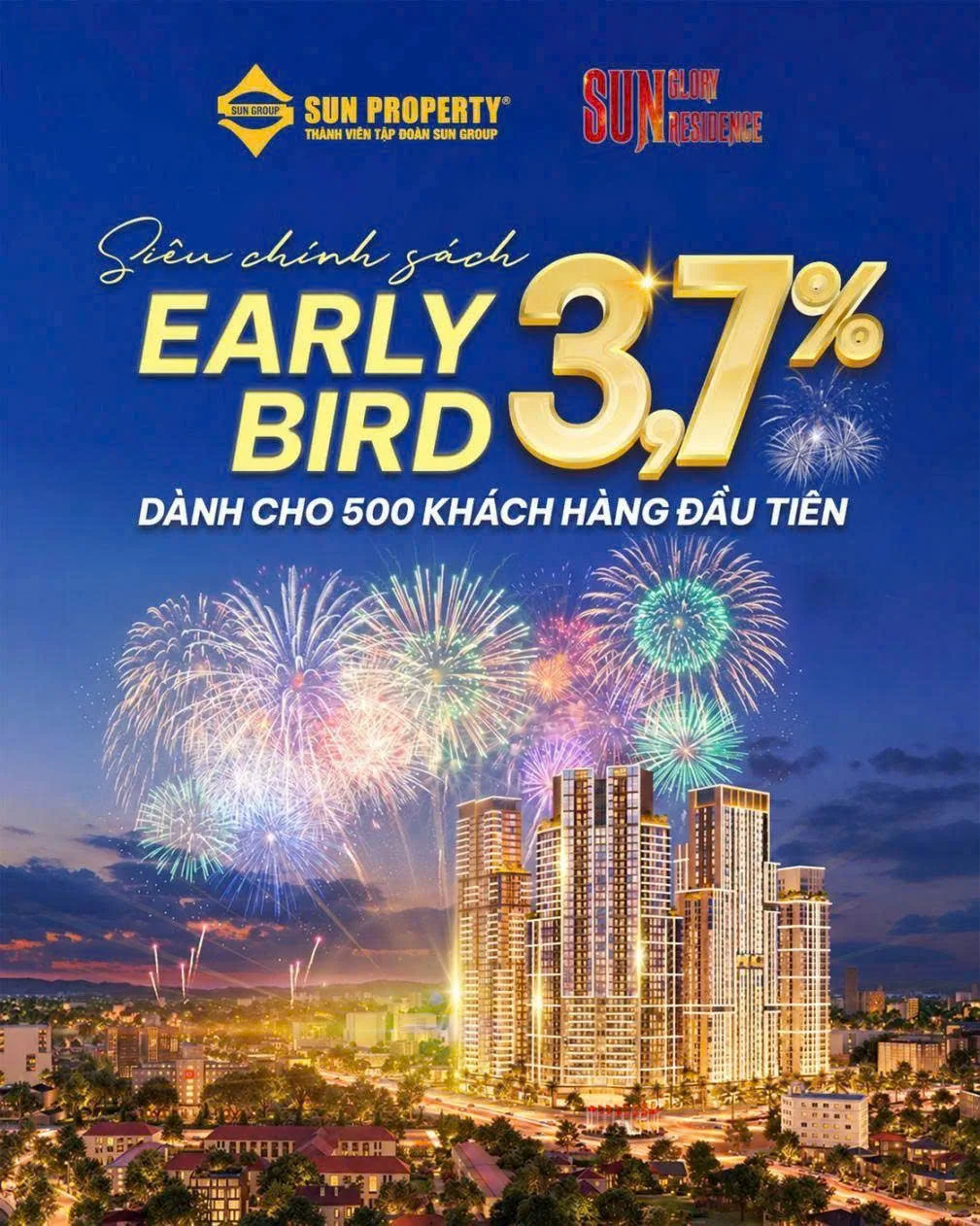 Early Bird 3,7% Sun Glory Residence dành cho 500 khách hàng đầu tiên