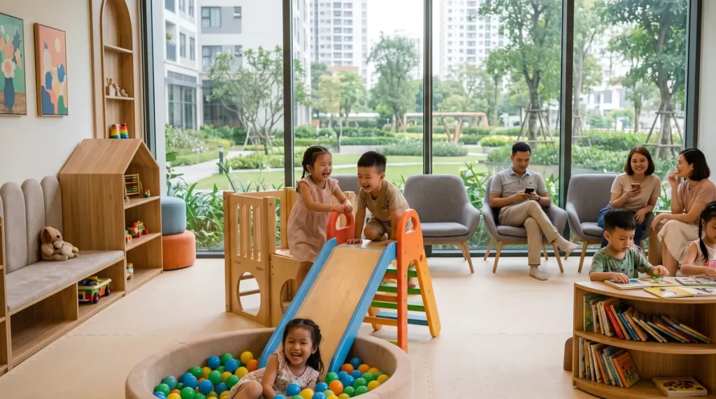 Ảnh minh họa kidzone Sun Glory Residence với trẻ em vui chơi trong nhà