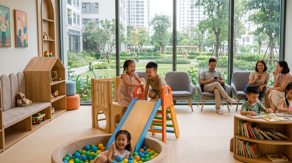 Ảnh minh họa kidzone Sun Glory Residence với trẻ em vui chơi trong nhà