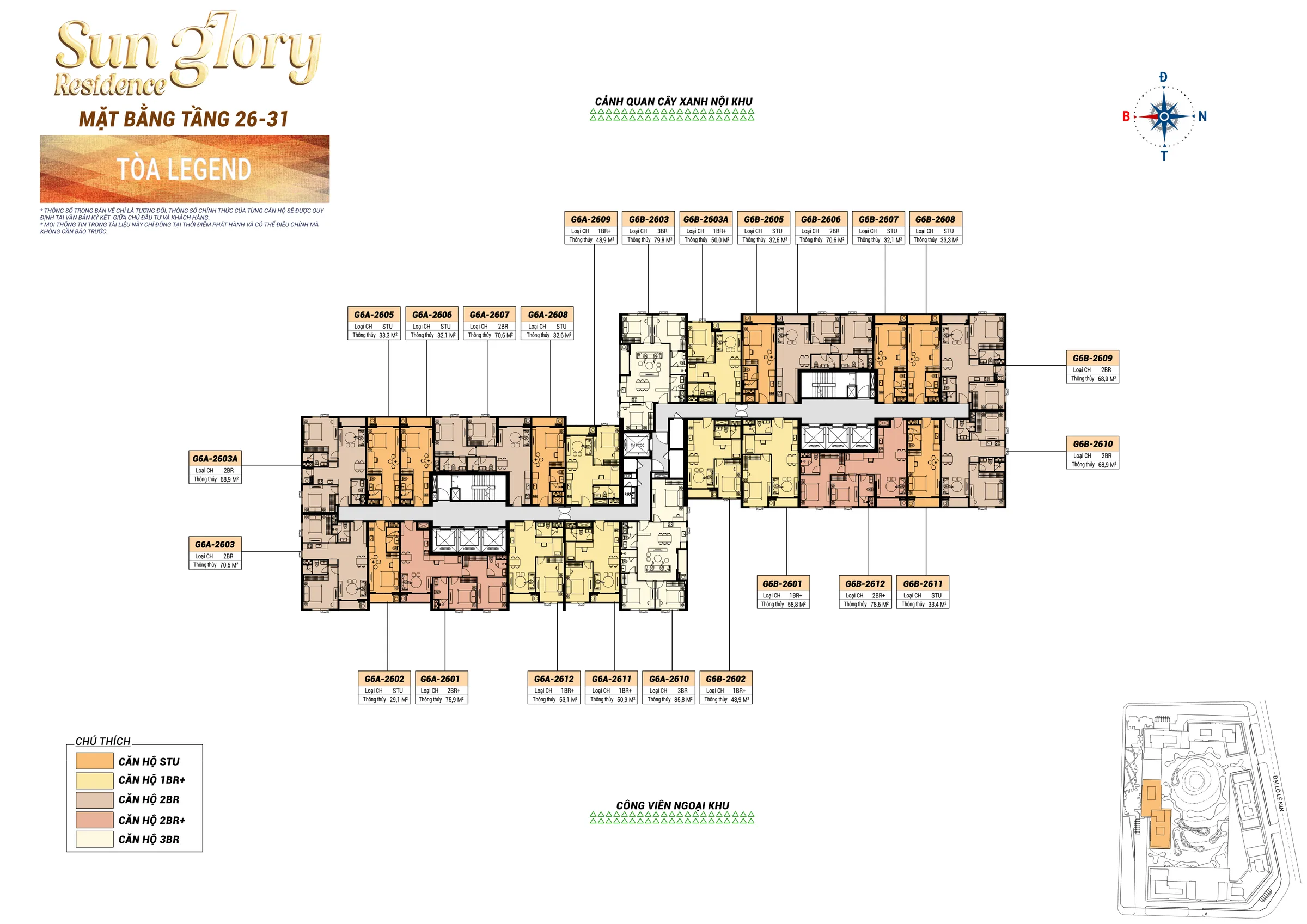 Mặt bằng tầng 26–31 tòa Legend chung cư Sun Glory Residence cập nhật 19/10/2026