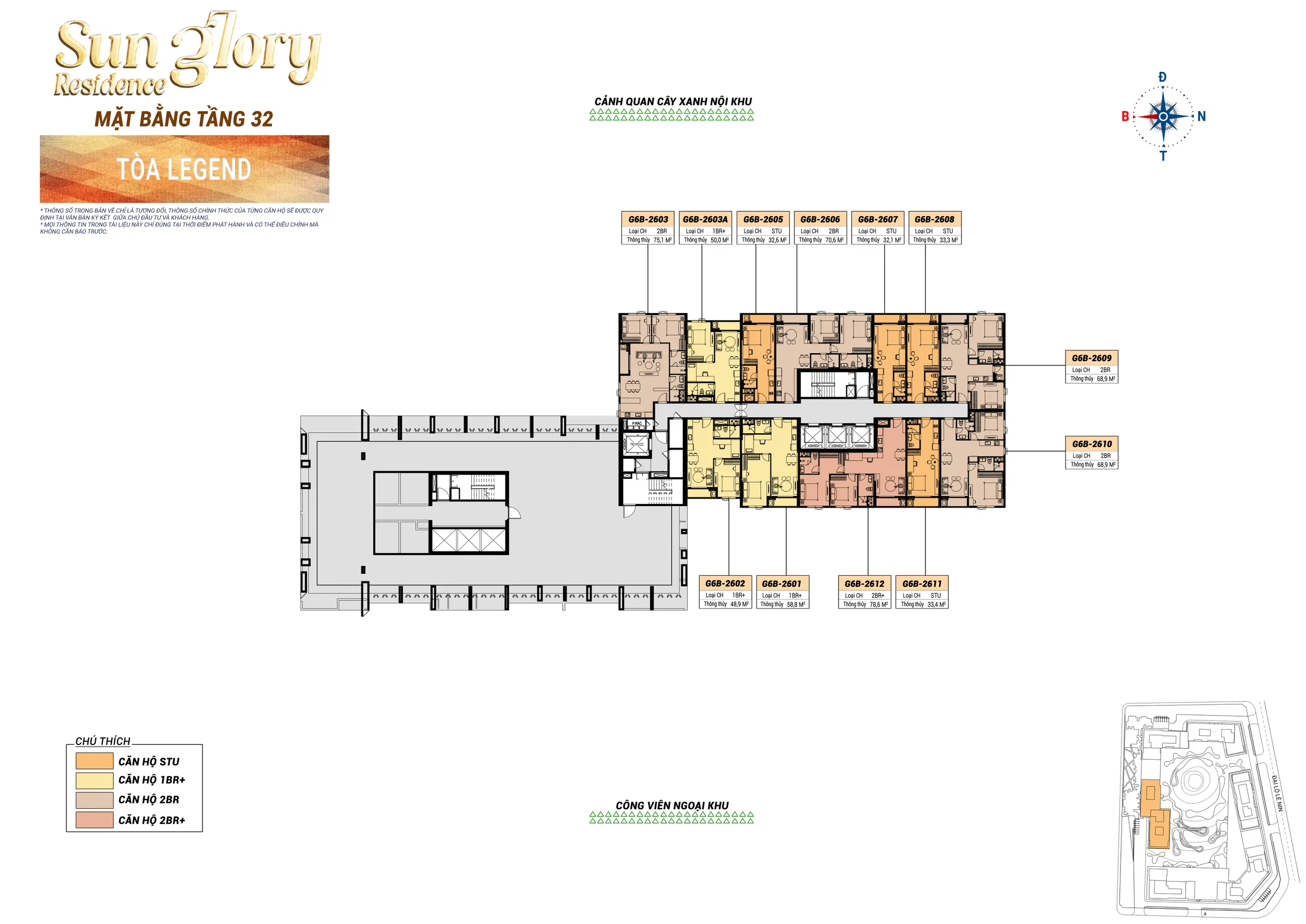 Mặt bằng tầng 32 tòa Legend Sun Glory Residence