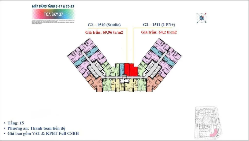 Giá Rumor tòa Sky 37 Sun Glory Residence trên mặt bằng tầng 15