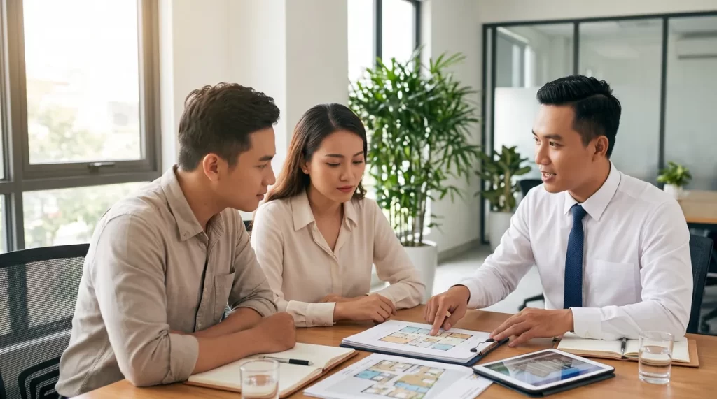 Ảnh minh họa tư vấn viên giải đáp câu hỏi về chung cư Sun Glory Residence