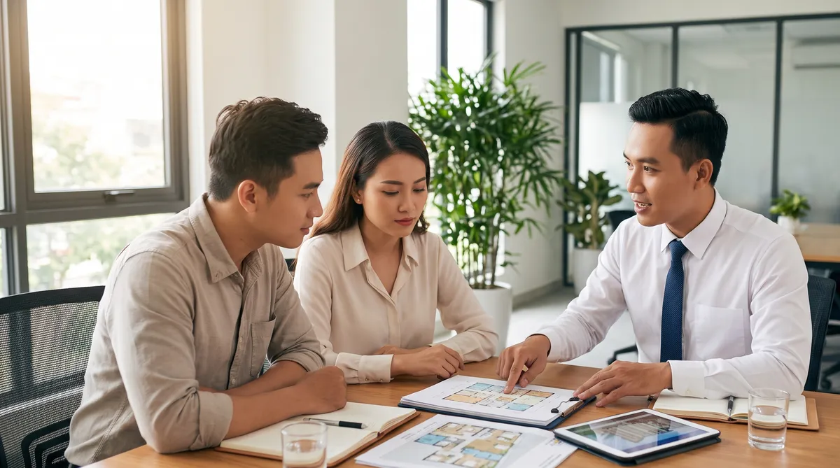 Ảnh minh họa tư vấn viên giải đáp câu hỏi về chung cư Sun Glory Residence